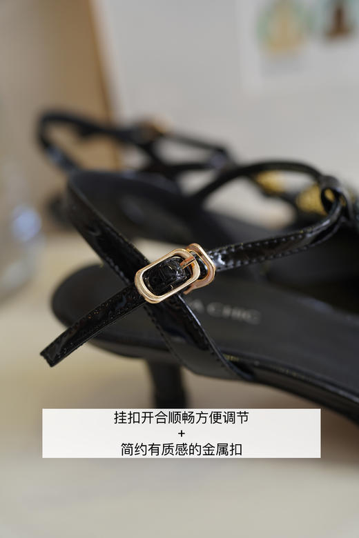 优雅时髦小尖头猫跟鞋 双色漆牛皮鞋面；里垫 牛皮柔软舒服不磨脚 复古气质摩登，5cm跟高上脚舒适不累脚 通勤出游春夏秋三季可穿 商品图4