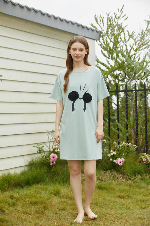 【满2件/99元】【秀黛】女立体装饰短袖裙女士夏季睡裙L2551075T【门店同款】【如遇缺货自动退款，介意勿拍】 商品图1