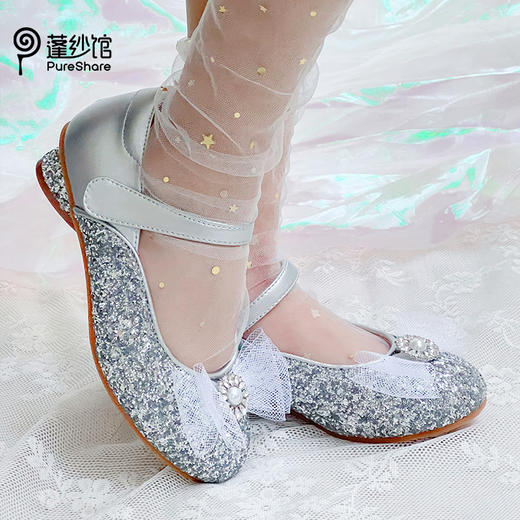 【非质量问题不退换】 网纱珍珠蝴蝶结高跟公主鞋 商品图4