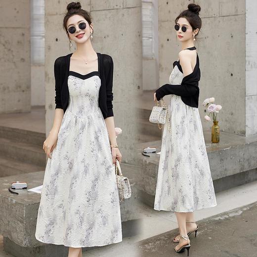 【预订·最迟6天发货】碎花吊带连衣裙女2024春季新款气质复古两件套套装裙开衫夏季外搭 商品图1