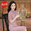逸红颜紫金弹力股线蕾丝短款改良旗袍女日常夏季复古中国风连衣裙 商品缩略图0