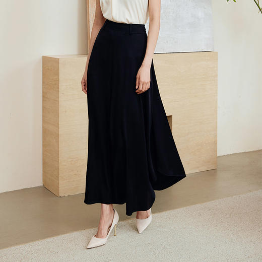 玳莎重磅真丝裙裤女2024夏季新款通勤宽松设计感大摆阔腿休闲裤  EB36304 商品图0