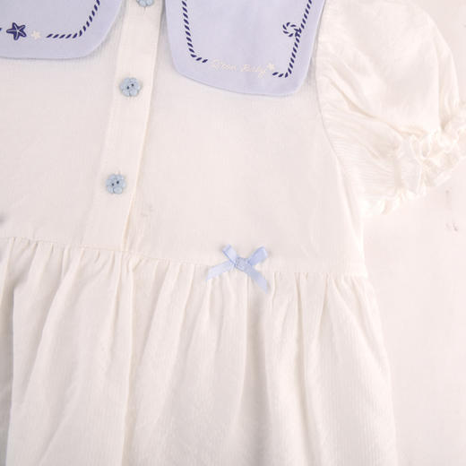 棉果果夏季新品女童抽条巴厘纱翻领娃娃衫M222140224205 商品图2