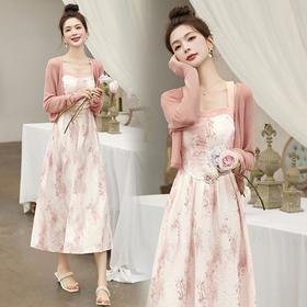 【预订·最迟6天发货】碎花吊带连衣裙女2024春季新款气质复古两件套套装裙开衫夏季外搭