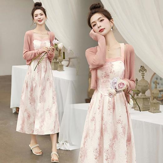 【预订·最迟6天发货】碎花吊带连衣裙女2024春季新款气质复古两件套套装裙开衫夏季外搭 商品图0