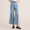 谜底开叉牛仔裤女2022夏季新款高腰显瘦阔腿微喇叭裤子222MK0515 商品缩略图0