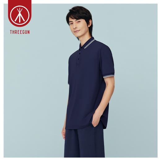 Threegun三枪 【丝光棉珠地】翻领短袖男士T恤上衣-10509A011 商品图9
