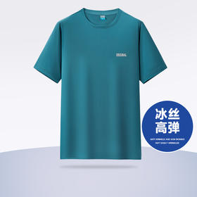 【Q】【冰丝高弹】【新款DZP】大依优型大码圆领短袖T恤夏季加肥加大肥佬休闲宽松透气上衣男士半袖夏装