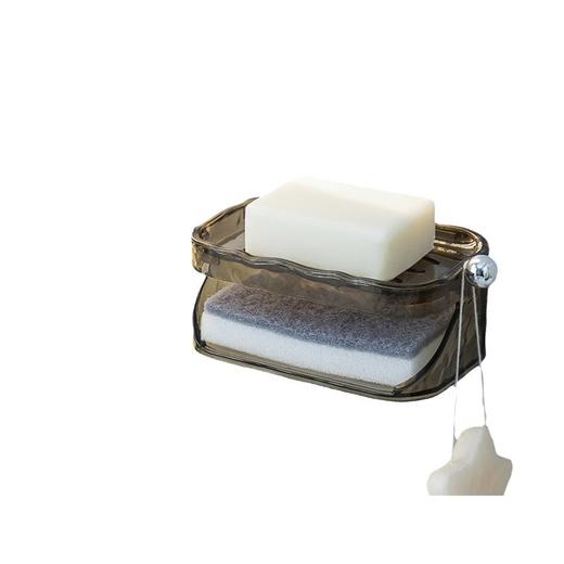 「9.9元包邮！轻奢质感」水波纹肥皂盒壁 挂式卫生间免打孔双层皂盒家用浴室 居家日用香皂盒收纳整理置物架 商品图4