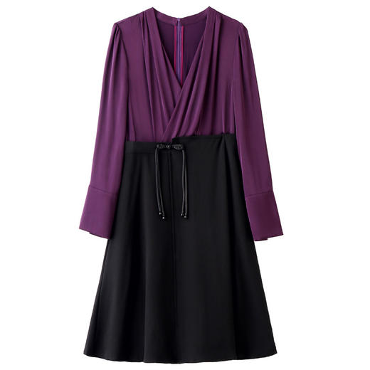 HRWM5803-192024年春季上新气质时尚优雅舒适透气收腰显瘦V领中长款连衣裙 商品图4