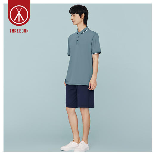 Threegun三枪 【丝光棉珠地】翻领短袖男士T恤上衣-10509A011 商品图6