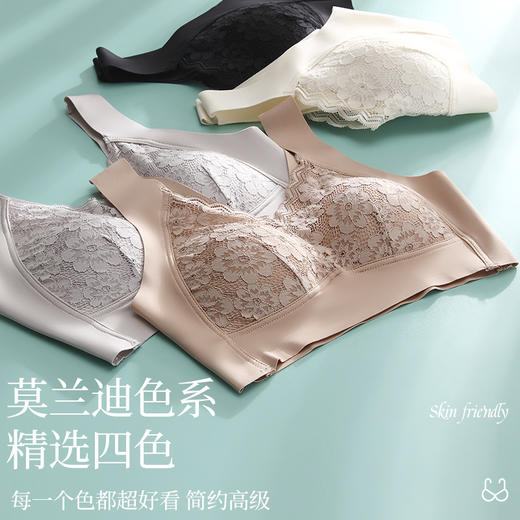 【新品福利！第二件免单】欧美系蕾丝文胸内衣女，蕾丝美背，性感舒适；无钢圈内衣，胸垫加持。清爽透气，胸部不积汗；V领设计，优雅多姿更显迷人！ 商品图4