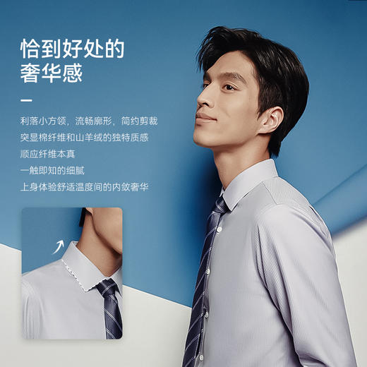 十如仕山羊绒提花高端免烫长袖衬衫-701-01 商品图4