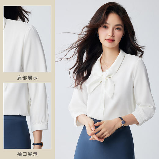 【兔耳朵领结】罗蒙春秋长袖衬衫女士休闲时尚七分袖衬衣 商品图4