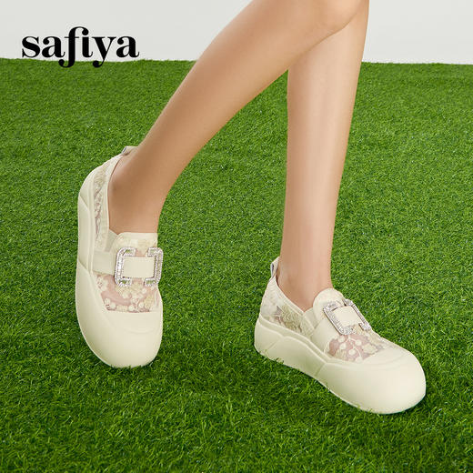 Safiya/索菲娅2024春夏网面蕾丝百搭厚底懒人一脚蹬休闲鞋渔夫鞋 SF41111425 商品图0