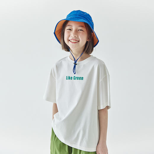 棵初夏季新款亲子凉感字母印花纯色T恤中大童圆领休闲落肩短袖 商品图3