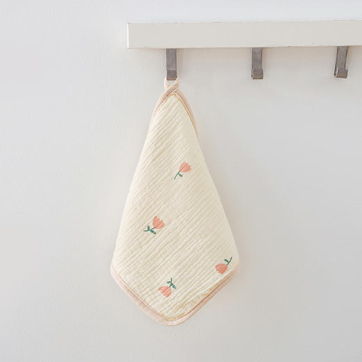 【5条装！加倍吸水柔和亲肤】婴儿口水巾4层绉布纯棉小方巾宝宝洗澡洗漱巾可挂式儿童洗脸毛巾 商品图7