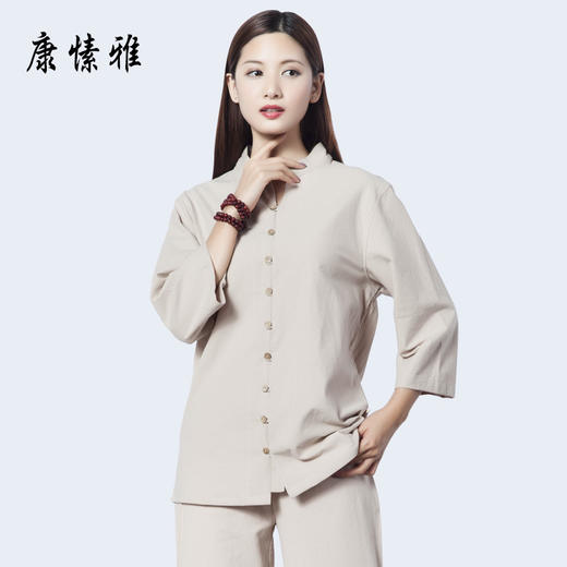 康愫雅新款亚麻瑜伽服套装禅修居士太极服健身套装女 商品图2