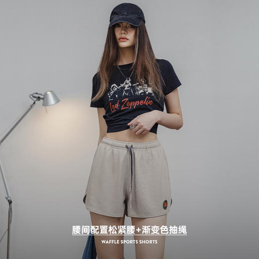 马登华夫格短裤松紧腰运动健身热裤休闲宽松外穿家居跑步裤子夏女 商品图2