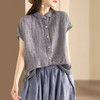 SMZ15970设计感小众棉麻短袖衬衫女2024夏季新款宽松休闲百搭亚麻气质上衣 商品缩略图3