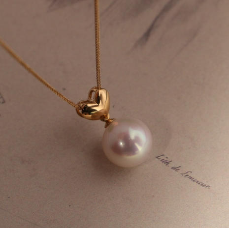 甄珠贝 ji光淡水无暇正圆9-10mm 18k爱心配件 商品图2