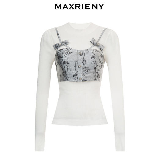 MAXRIENY复古蝴蝶结针织秋季毛衫吊带设计感轻奢(货号:MC87SW565) 商品图4