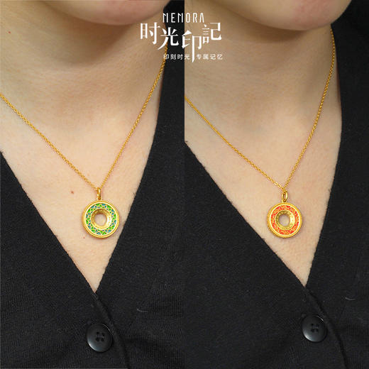 【按克计价黄金2】MEMORA诗普琳时光印记系列黄金项链双面佩戴足金钻石套链GN231901 商品图4