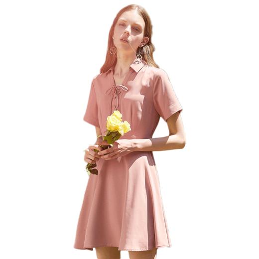 欧芮儿欧芮儿 2019夏装收腰显瘦绑带V领短袖a字连衣裙女中长款 商品图4