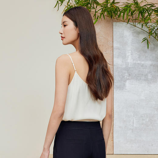 玳莎印花蕾丝拼接真丝吊带背心女2024夏季新款V领无袖内搭打底上衣  EB31003 商品图3