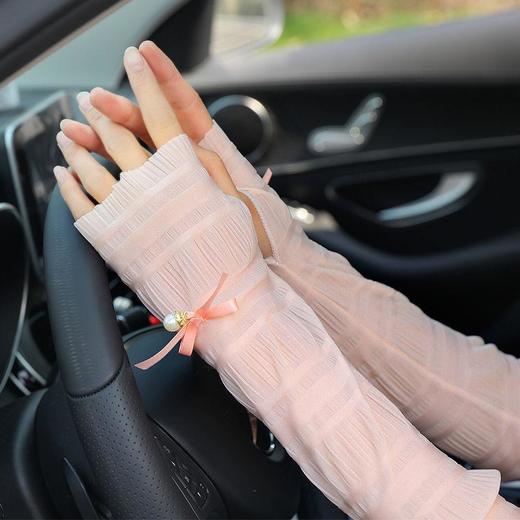 【48小时发货】2024夏防晒袖套女长款蕾丝薄款袖套夏季防紫外线手套女开出车冰丝手臂套 商品图1