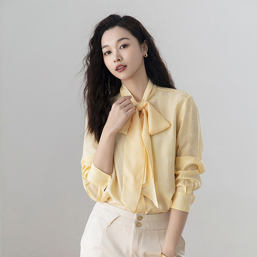 火桐hooton 链条提花飘带重磅真丝衬衫YT2049 商品图5