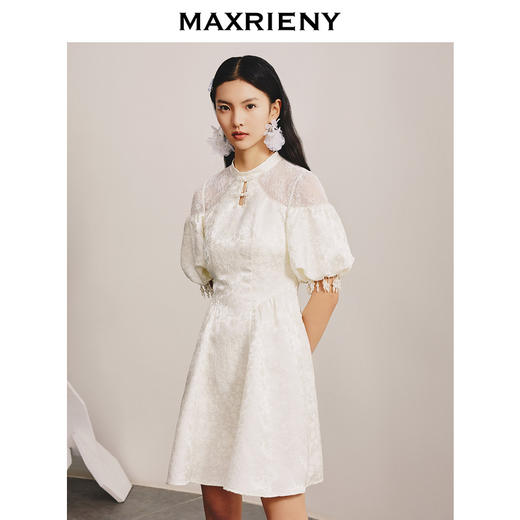 【商场同款】MAXRIENY新中式宫廷风蕾丝镂空礼裙连衣裙春(货号:MC88DR061) 商品图2