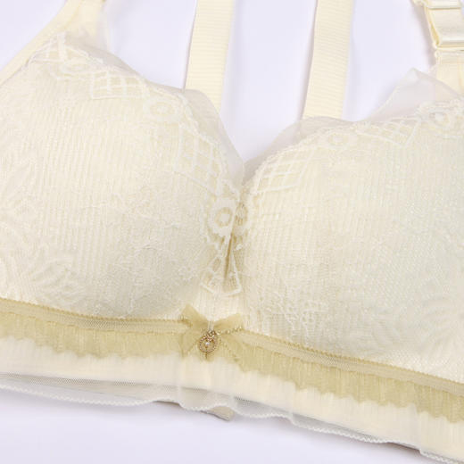 都市丽人凉感小凉风内衣女蕾丝文胸BC杯适穿3/4杯薄款树脂胶圈四排扣YB42B1 商品图5