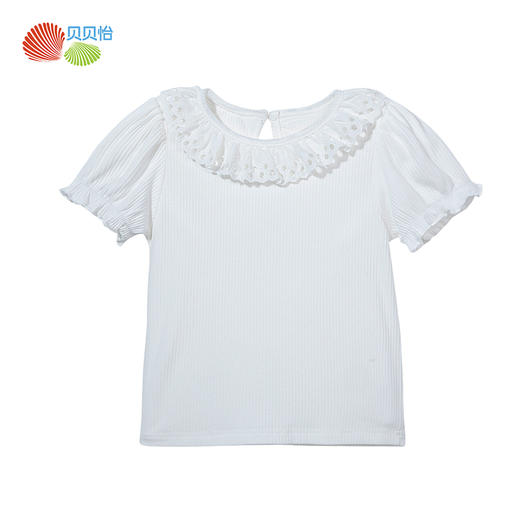 贝贝怡女童短袖T恤2024新款儿童泡泡袖夏季女宝宝洋气公主风夏装ZB2DS032 商品图5