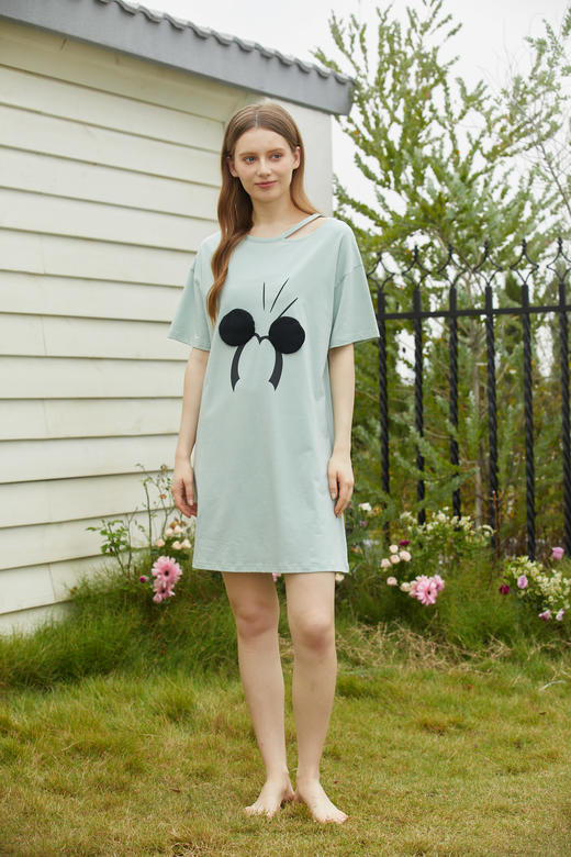 【满2件/99元】【秀黛】女立体装饰短袖裙女士夏季睡裙L2551075T【门店同款】【如遇缺货自动退款，介意勿拍】 商品图3