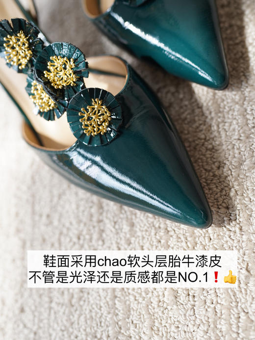 优雅时髦小尖头猫跟鞋 双色漆牛皮鞋面；里垫 牛皮柔软舒服不磨脚 复古气质摩登，5cm跟高上脚舒适不累脚 通勤出游春夏秋三季可穿 商品图2