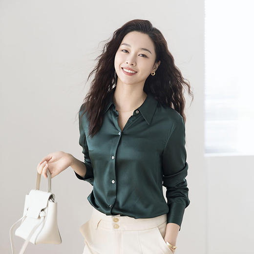 火桐hooton翡冷翠之夜 光泽感弹力缎衬衫YT2090 商品图1