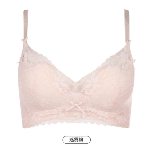 都市丽人自然舒适内衣女蕾丝文胸B杯适穿3/4杯薄款无钢圈三排扣LB42C6 商品图11