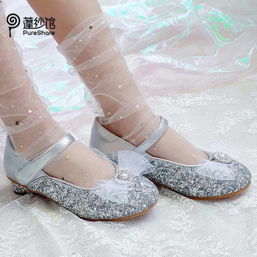 【非质量问题不退换】 网纱珍珠蝴蝶结高跟公主鞋 商品图5