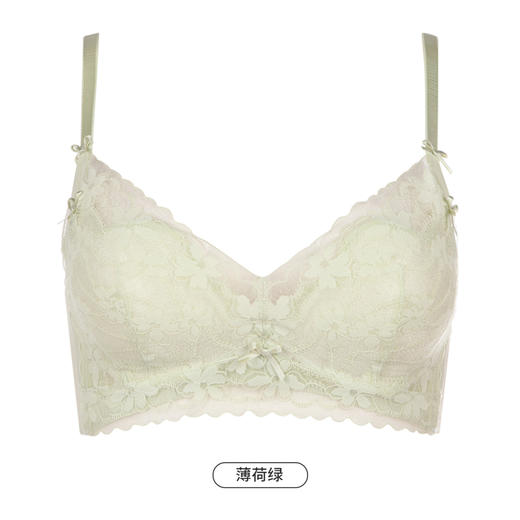 都市丽人自然舒适内衣女蕾丝文胸B杯适穿3/4杯薄款无钢圈三排扣LB42C6 商品图10