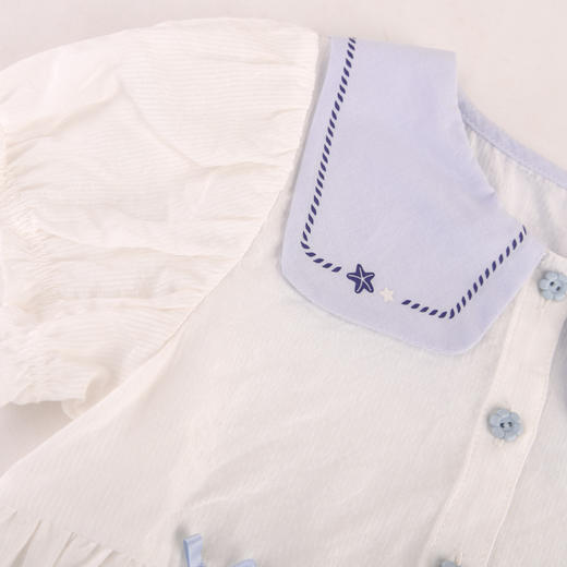 棉果果夏季新品女童抽条巴厘纱翻领娃娃衫M222140224205 商品图4