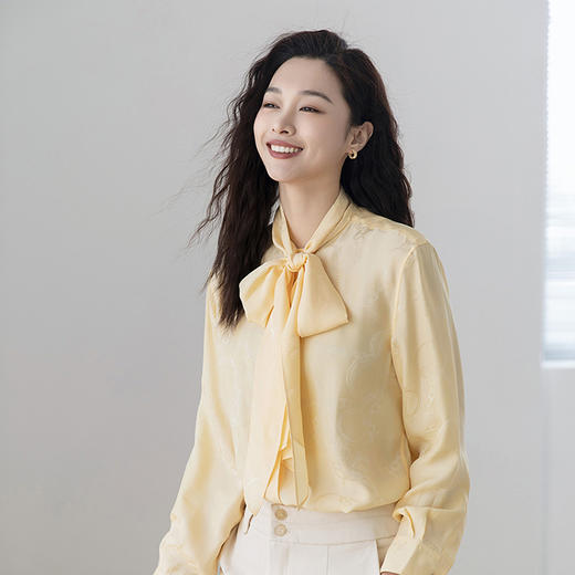 火桐hooton 链条提花飘带重磅真丝衬衫YT2049 商品图3