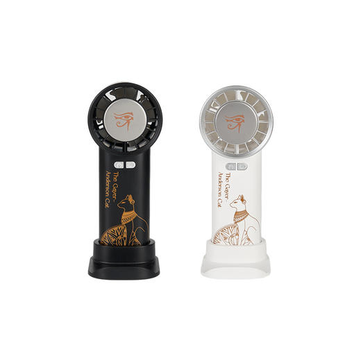 大英博物馆 盖亚·安德森猫系列 手持 桌面 两用冰敷 小风扇 手机支架 大风量可调节风扇 手持小风扇 黑色/白色 商品图4