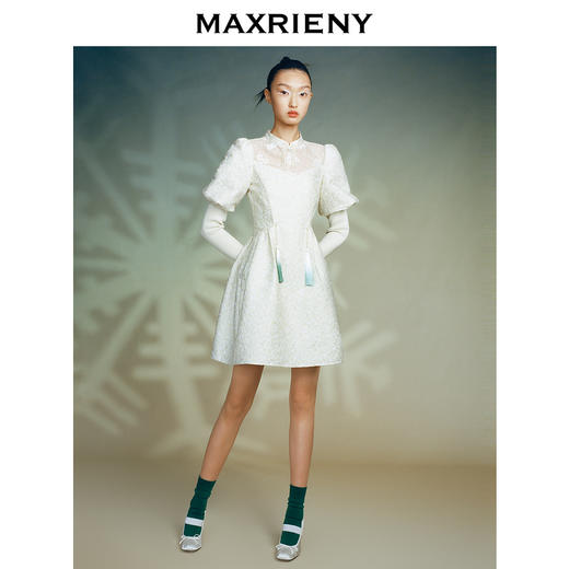 MAXRIENY琵琶美人连衣裙秋改良旗袍中式盘扣连衣裙短(货号:MC87DR816) 商品图1