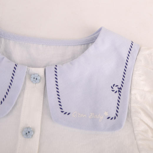 棉果果夏季新品女童抽条巴厘纱翻领娃娃衫M222140224205 商品图3