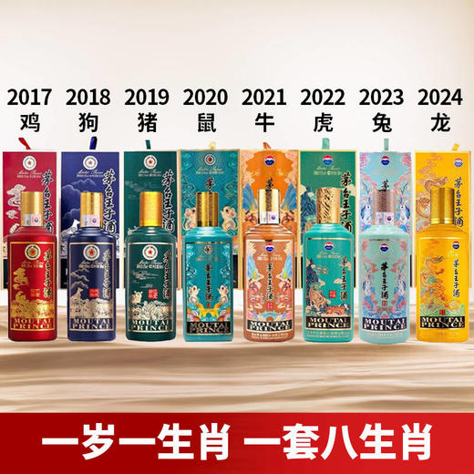 【茅台王子生肖套8瓶】鸡+狗+猪+鼠+牛+虎+兔+龙 商品图0