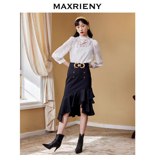 MAXRIENY不规则鱼尾包臀裙秋高腰半身短裙设计感(货号:MC87SK516) 商品图1