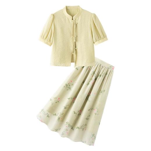 【预订·最迟6天发货】新中式连衣裙2024夏新款高端精致温柔天丝改良旗袍碎花吊带裙套装 商品图4