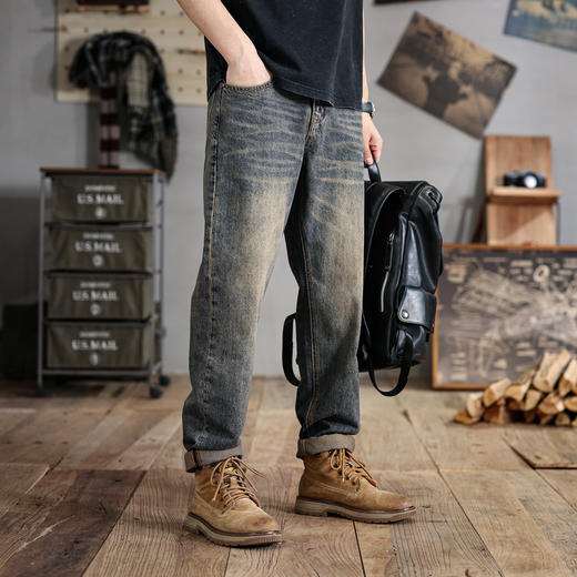 【夏季薄款】【新款DDJ】大依优型大码潮款直筒牛仔裤长裤男舒适休闲简约百搭加肥加大男装裤子纯棉 商品图1