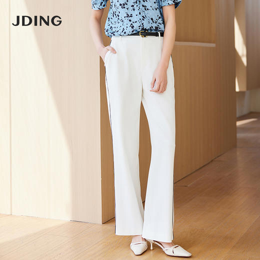 【商场同款】CJTJ414 “ 直筒拼接通勤裤 ” 基础白色 搭配没有局限  廓形松弛 自由度高 抖垂高密度防透面料 穿着舒适 立体显腿长 商品图3